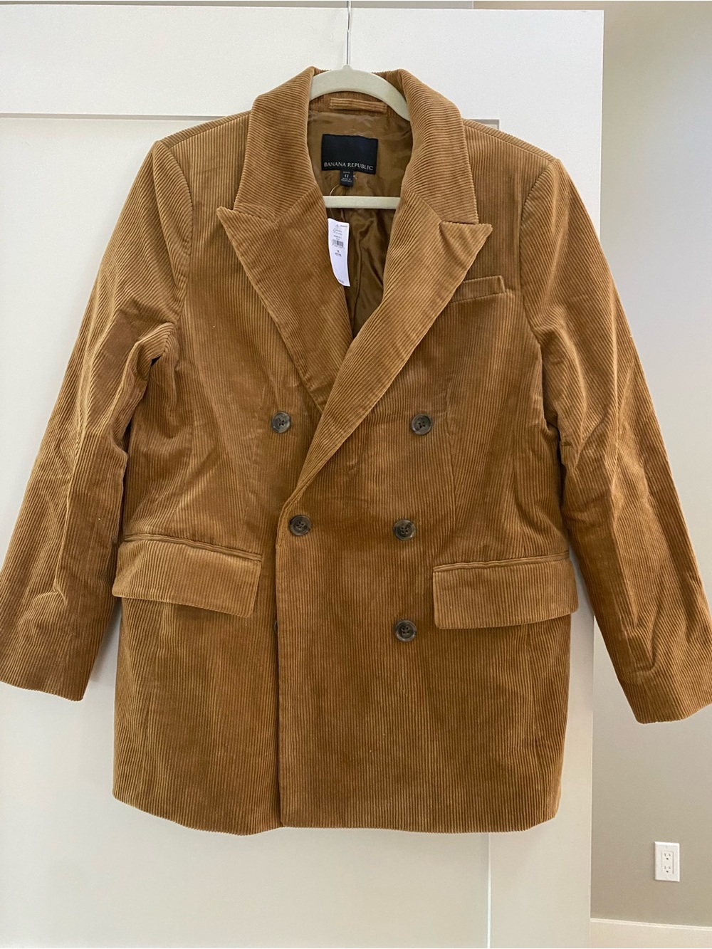 Corduroy Double-Breasted Womens petite Jacket in Camel
